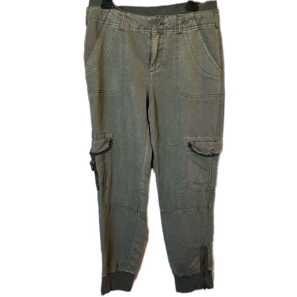 MARRAKECH Anthropologie Utility Pants Womens Size 29 Distressed Green Cargo